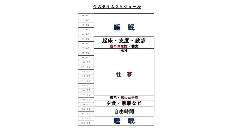 今の1日をタイムスケージュルで表している