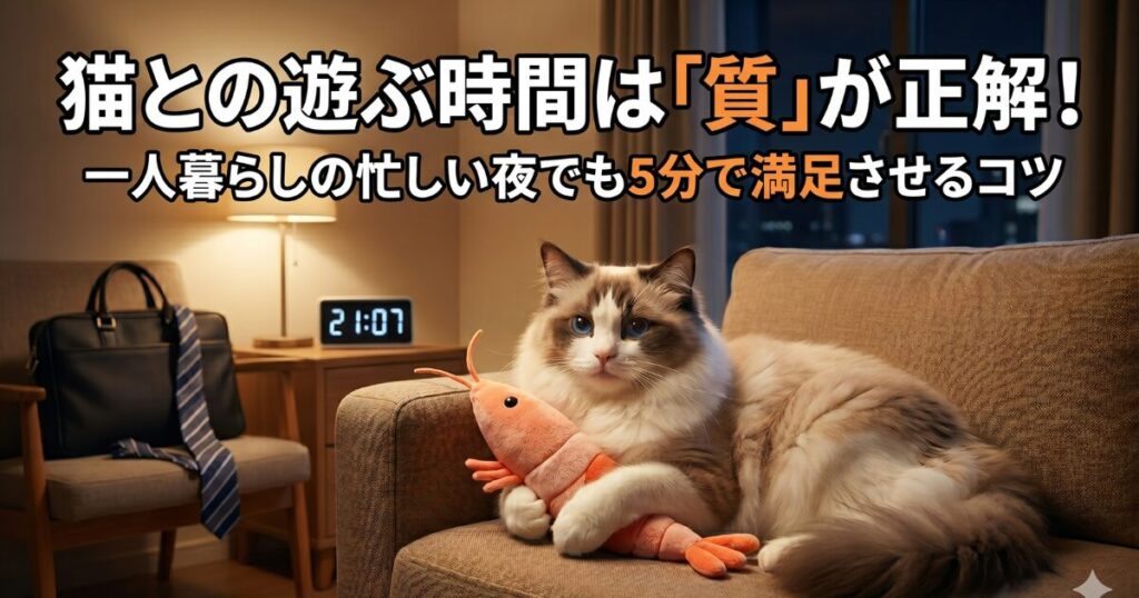 一人暮らし　猫　遊ぶ時間　アイキャッチ