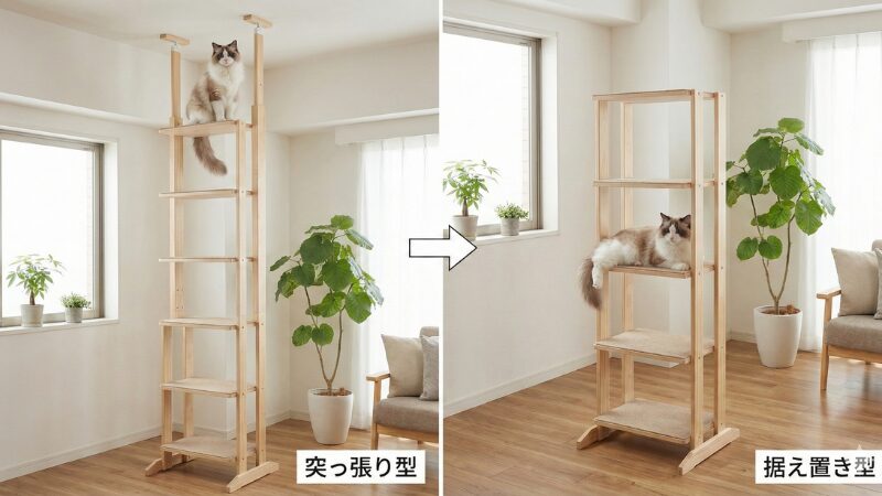 突っ張り型・据え置き型の切り替えバリエーション