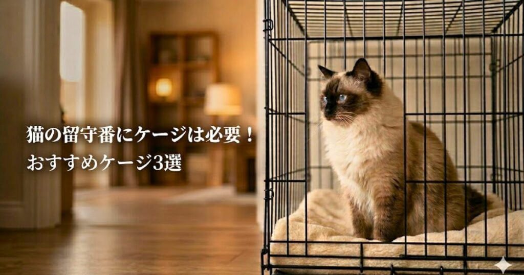 猫　留守番　ケージ　アイキャッチ