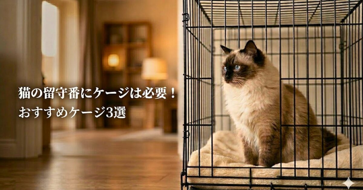 猫 留守番 ケージ アイキャッチ