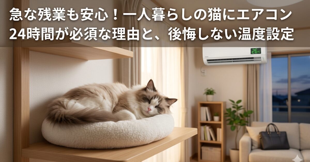 一人暮らし 猫 エアコン設定 アイキャッチ